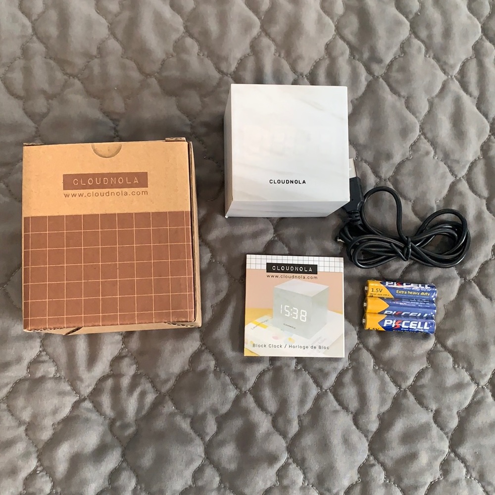 NIB- Block Clock from Cloudnola Marble design